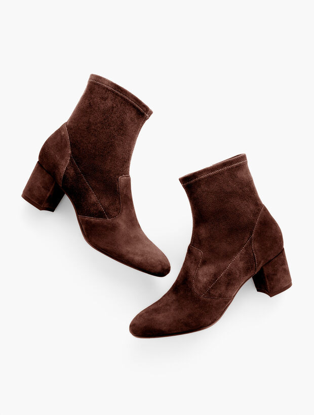 Pardo Suede Stretch Block Heel Booties | Talbots