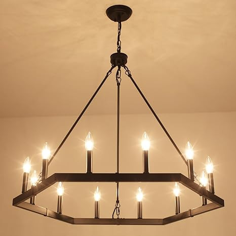 Generies Black Wagon Wheel Chandeliers Farmhouse Chandelier 12 Lights Modern Industrial Iron Pend... | Amazon (US)