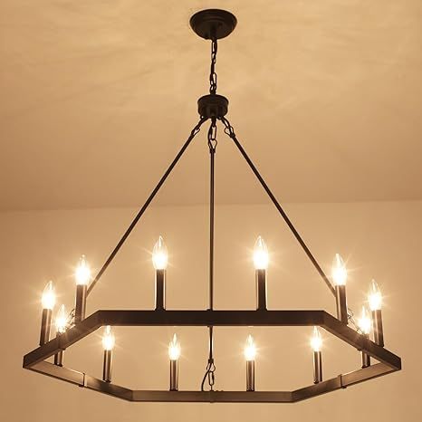 Generies Black Wagon Wheel Chandeliers Farmhouse Chandelier 12 Lights Modern Industrial Iron Pend... | Amazon (US)