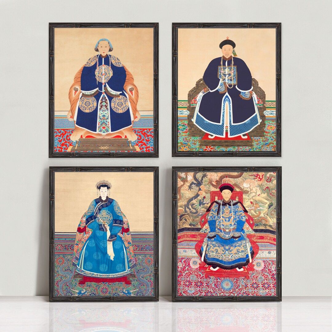 Chinoiserie art print - chinese ancestor portrait antique artwork asian wall art, ecclectic decor... | Etsy (US)