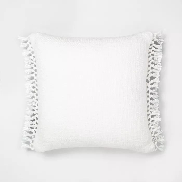 18" x 18" Slub Knotted Fringe Throw Pillow - Hearth & Hand™ with Magnolia | Target