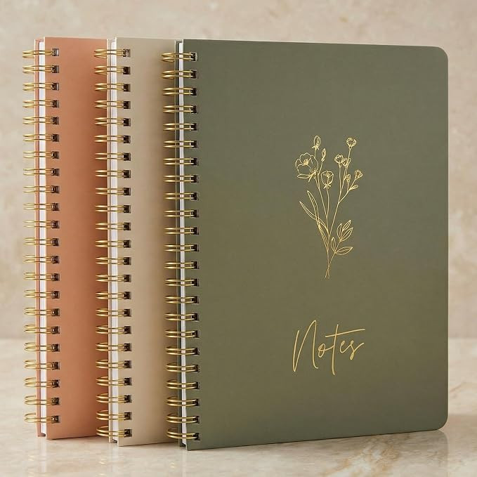 Aesthetic Spiral Notebook Set of 3 For Women - Cute College Ruled Journals | 8x6 Journal Notebook... | Amazon (US)