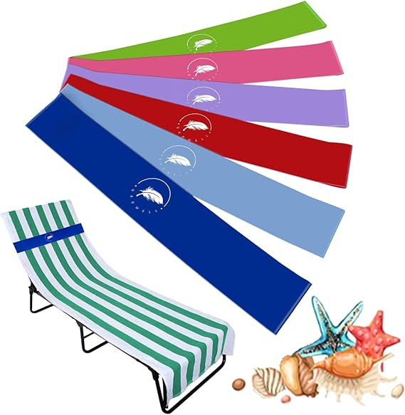Towel Bands (6 Pack) - Stretch Beach Towel Clips for Beach Cruise Pool Chairs, Lounge Towel Holde... | Amazon (US)
