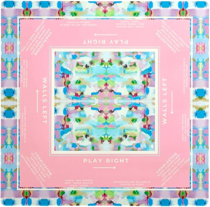 KRD x Preppy Goods Calypso Coast Mahjong Mat - Pink & Blue Grandmillennial Mahjong Playing Mat wi... | Amazon (US)