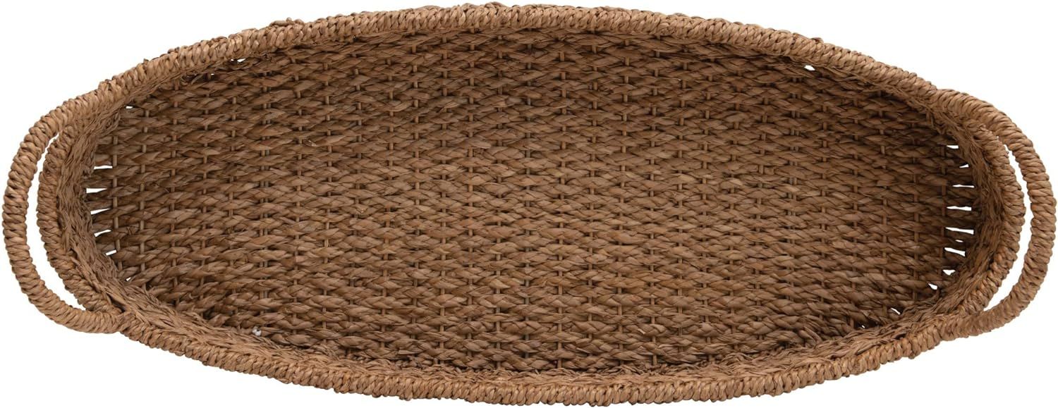 Creative Co-Op Decorative Oval Woven Seagrass Handles Tray, Brown | Amazon (US)