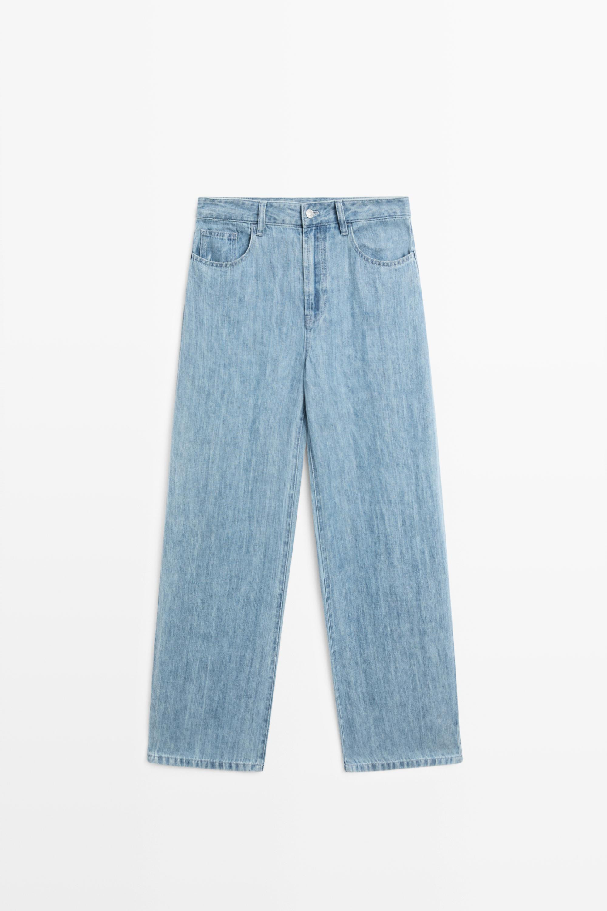 100% linen high-waist barrel fit jeans | Massimo Dutti US
