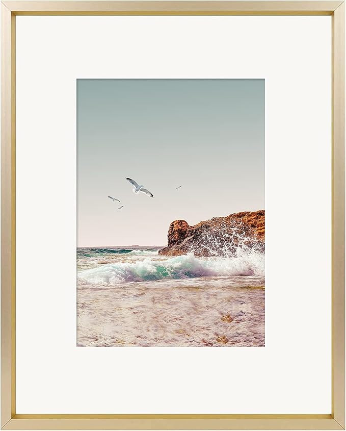 Frametory, 8x10 Aluminum Photo Frame for 5x7 Pictures with Mat or 8x10 Without, Real Glass, Wall ... | Amazon (US)