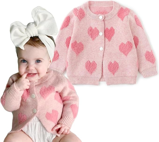 Simplee kids Baby Sweater Animal Leopard Heart Printed Baby Cardigan for Spring Autumn Fall | Amazon (US)