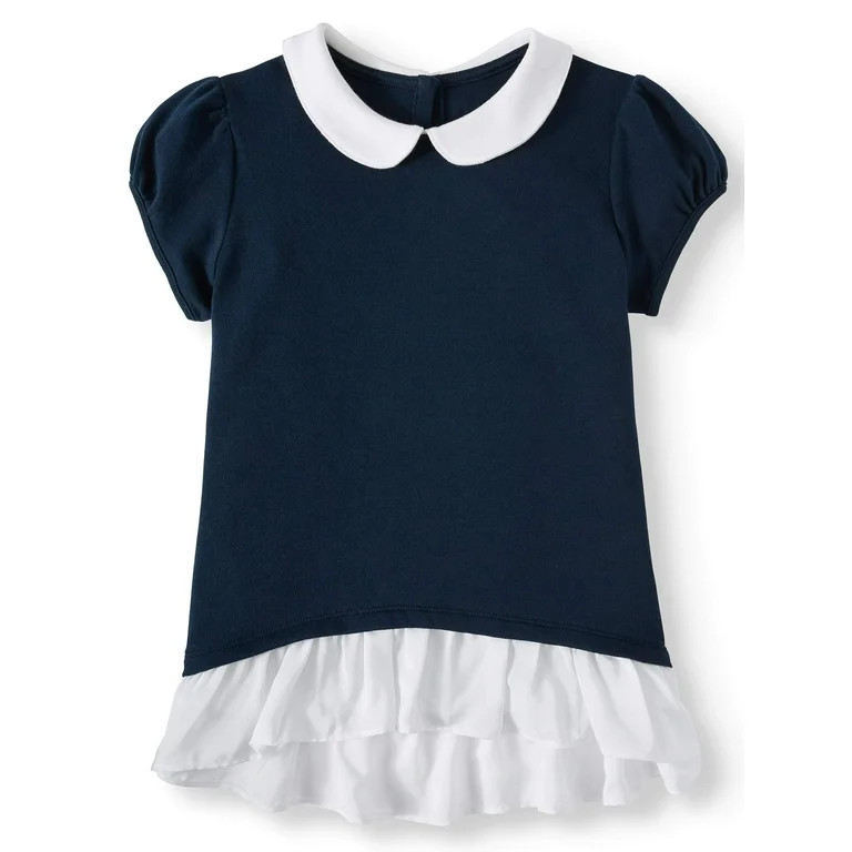 Wonder Nation Girls' School Uniform Layered Look Tunic Top, Sizes 4-18 - Walmart.com | Walmart (US)