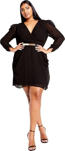 City Chic Women's Plus Size Dress-Wrap Affair, Black, 14 | Amazon (US)