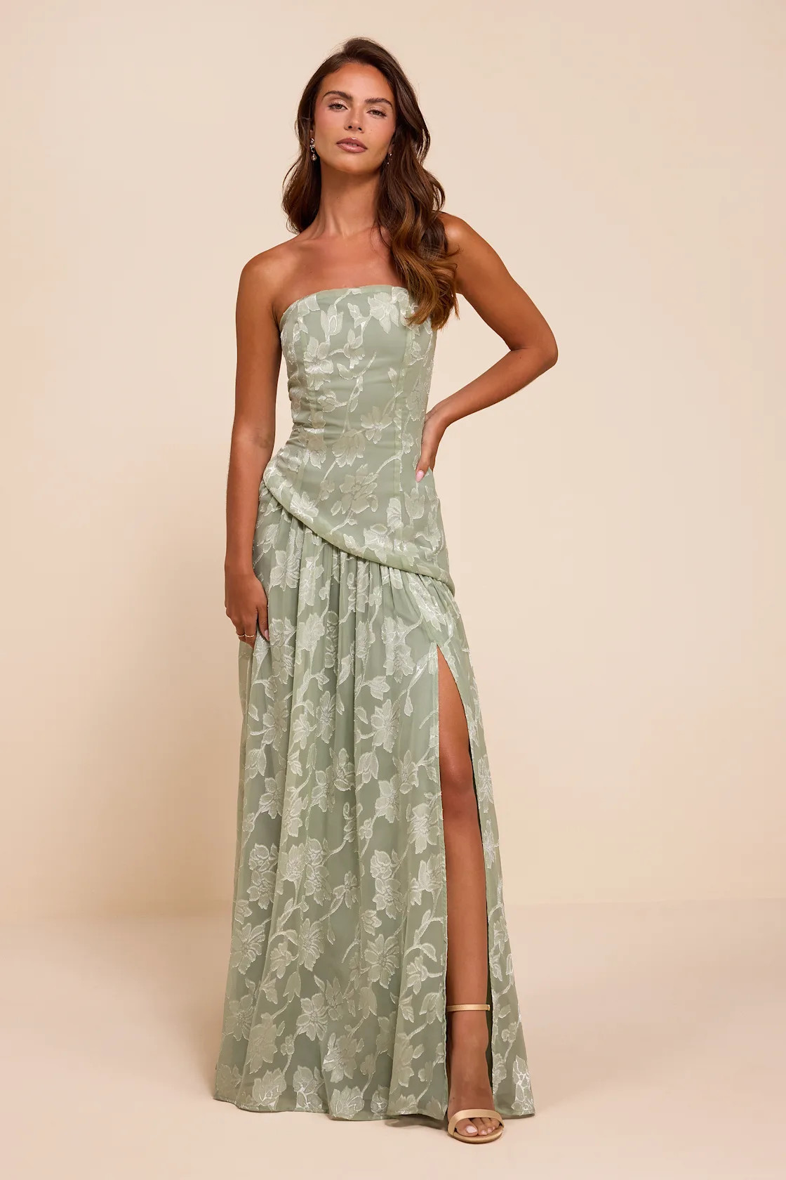 Allison Sage Floral Burnout Drop Waist Maxi Dress | Lulus