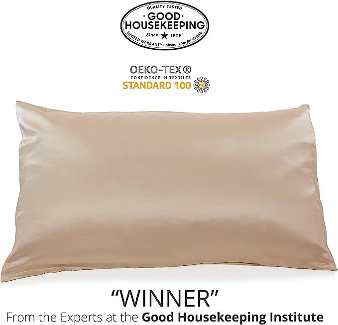 Fishers Finery 25mm 100% Pure Mulberry Silk Pillowcase Good Housekeeping Winner (Taupe, King) | Amazon (US)