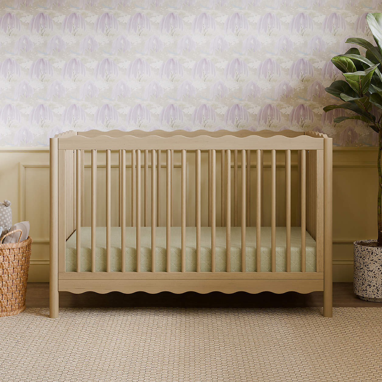 Babyletto Swell Washed Pine Wood 4-in-1 Convertible Crib + Reviews | Crate & Kids | Crate & Barrel
