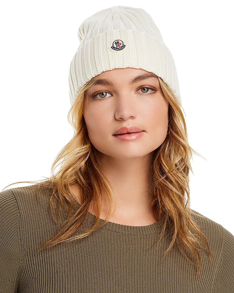Moncler Logo Detail Rib Knit Wool Hat | Bloomingdale's (US)