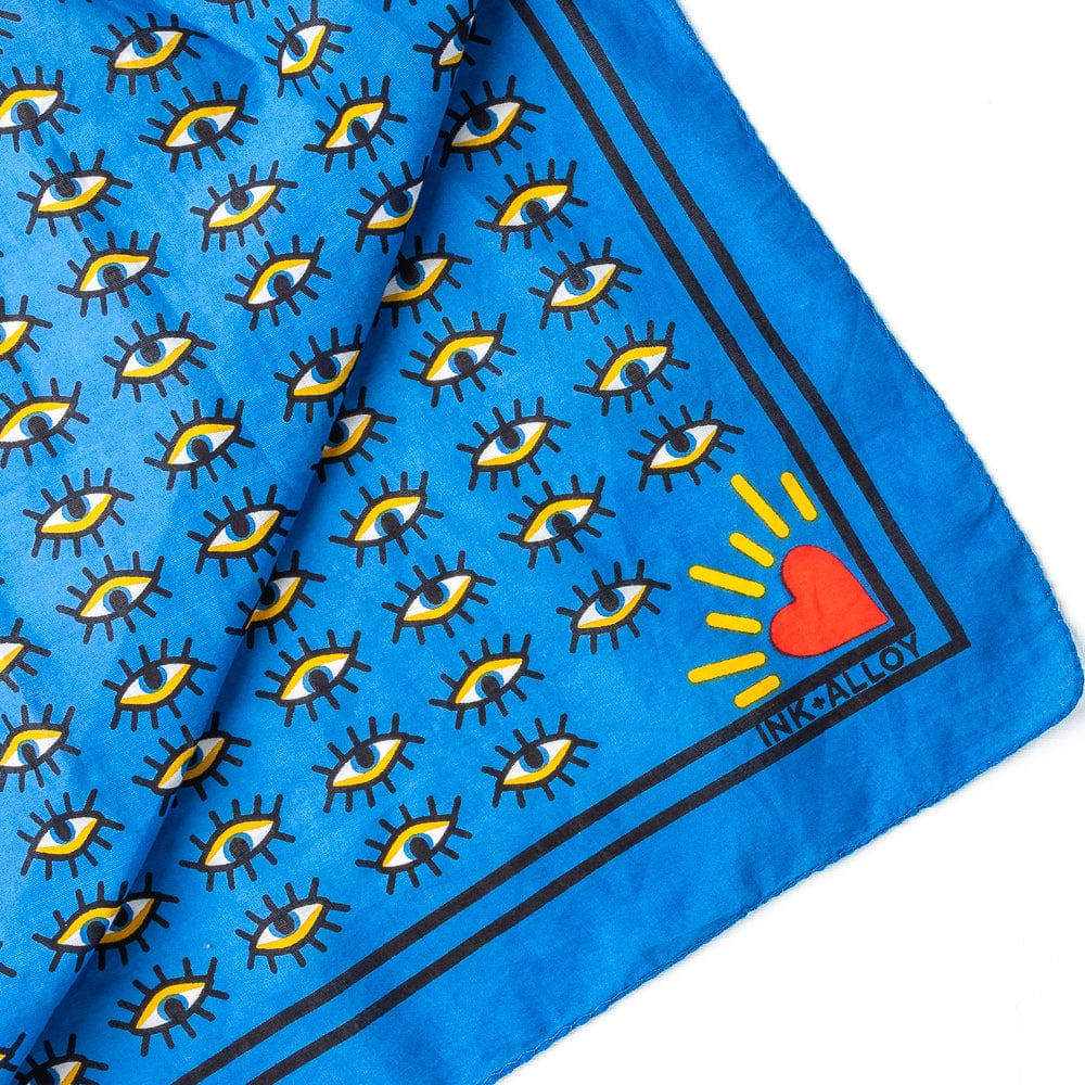 Olivia Square Scarf Evil Eye Print | INK+ALLOY