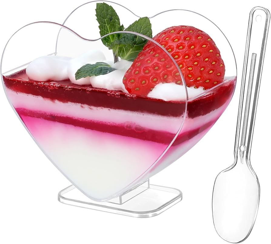 100 Pack Mini Dessert Cups, 2.7 oz Parfait Cups with Spoons Disposable Clear Plastic Dessert Cups... | Amazon (US)