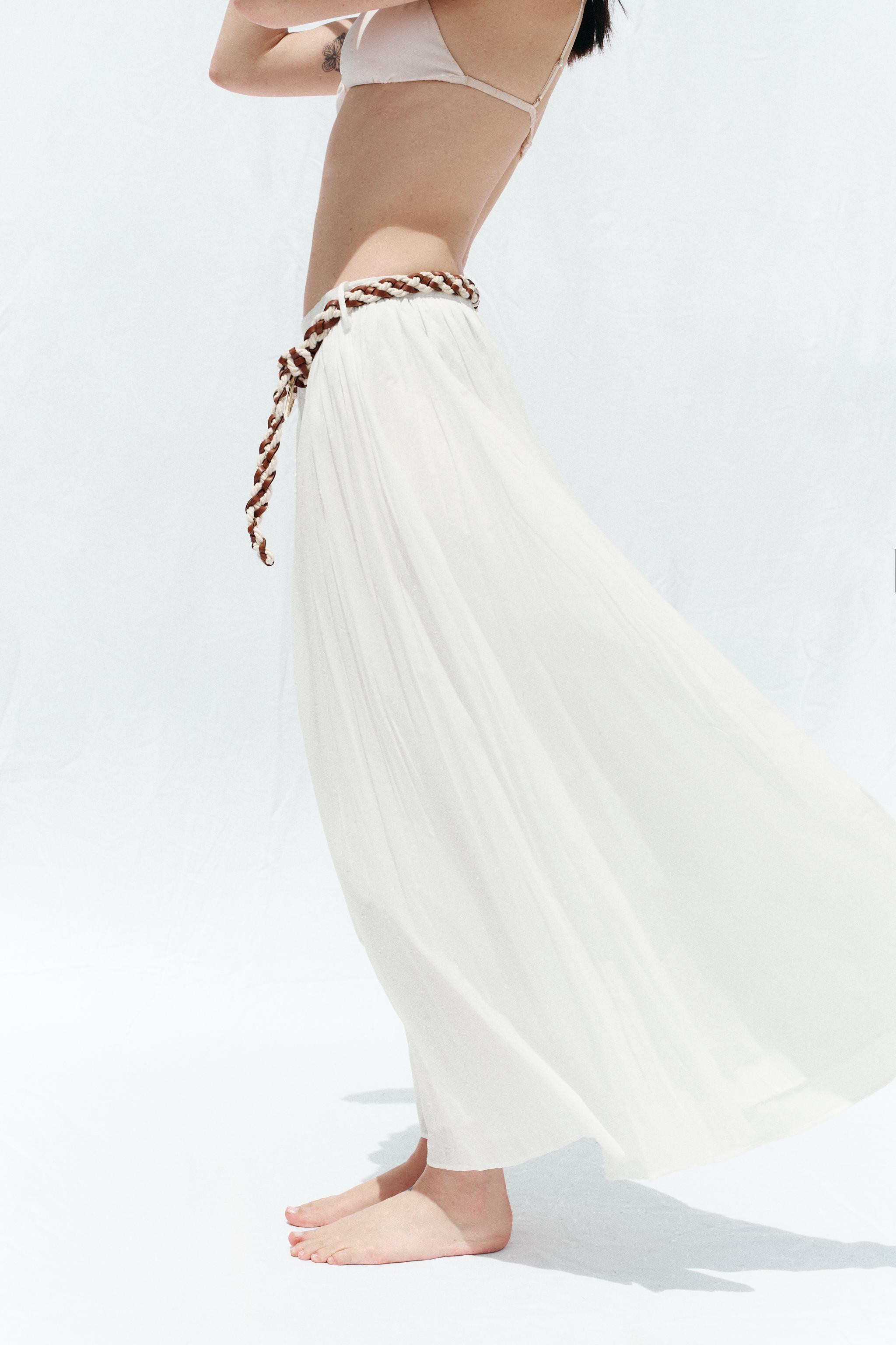 BRAIDED BELT MIDI SKIRT | Zara US