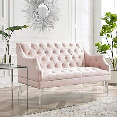 Amazon.com: Modway Proverbial Tufted Performance Velvet Two-Seater Sofa Loveseat in Pink: Furnitu... | Amazon (US)