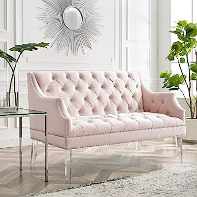 Amazon.com: Modway Proverbial Tufted Performance Velvet Two-Seater Sofa Loveseat in Pink: Furnitu... | Amazon (US)