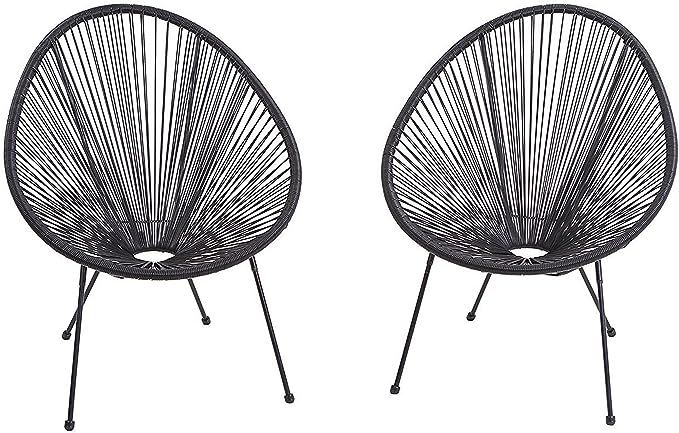 Acapulco Woven Lounge Chair for Indoor and Outdoor Use (2PC Black) | Amazon (US)