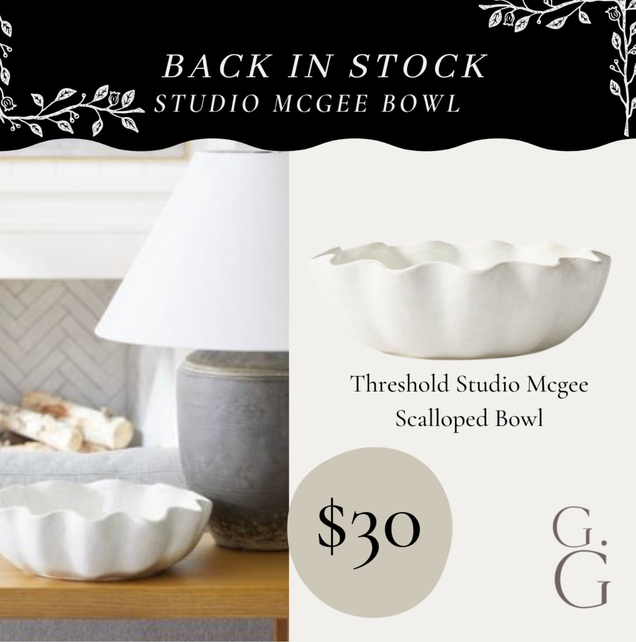 Target studio mcgee scalloped bowl back in stock! 

#LTKunder50 #LTKGiftGuide #LTKsalealert