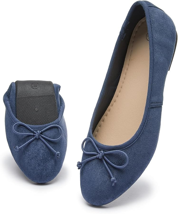 Witwatia Women's Flat Dress Shoes Comfortable Black Ballet Shoes Casual Slip On Dress Shoes Suede... | Amazon (US)