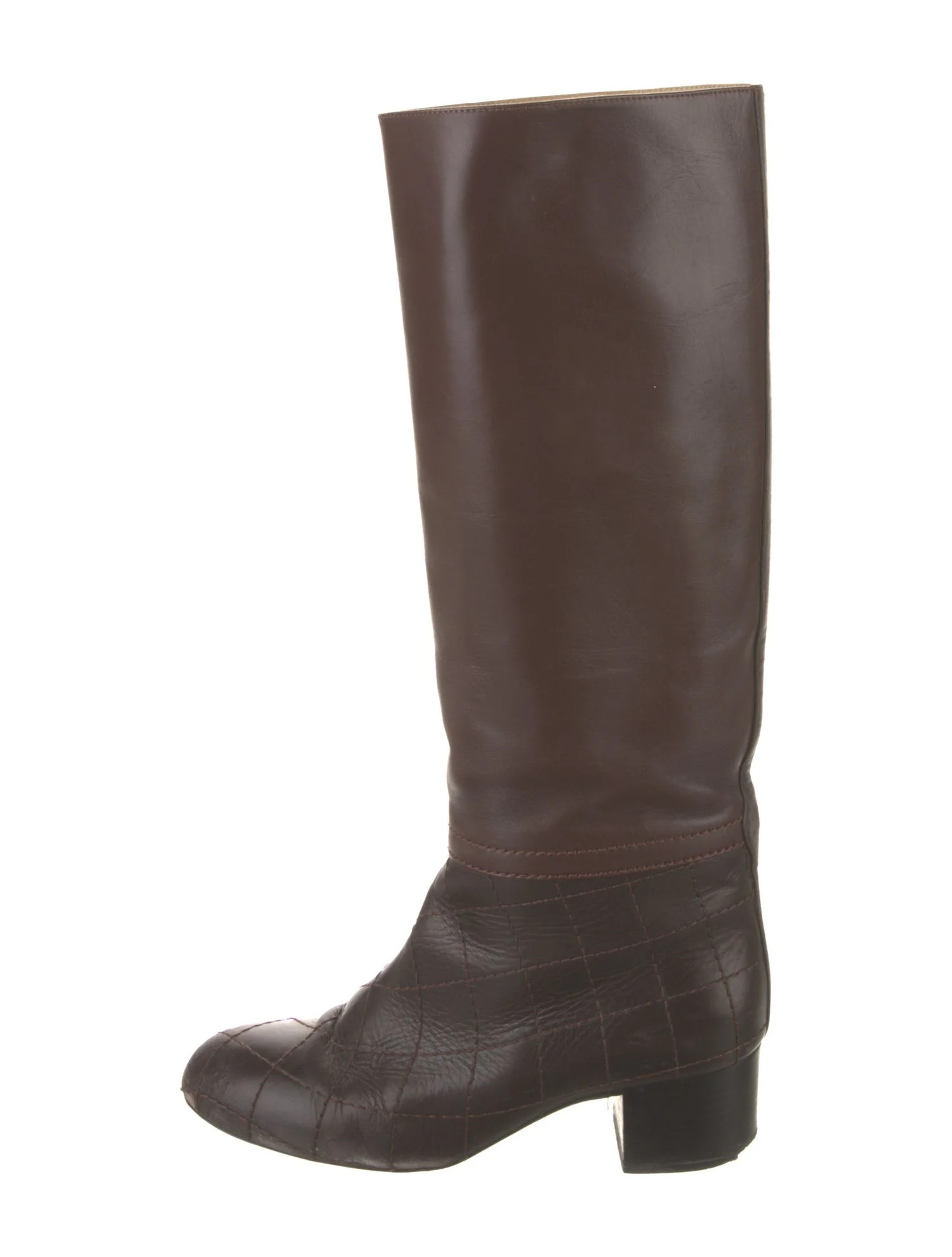 Interlocking CC Logo Leather Riding Boots | The RealReal