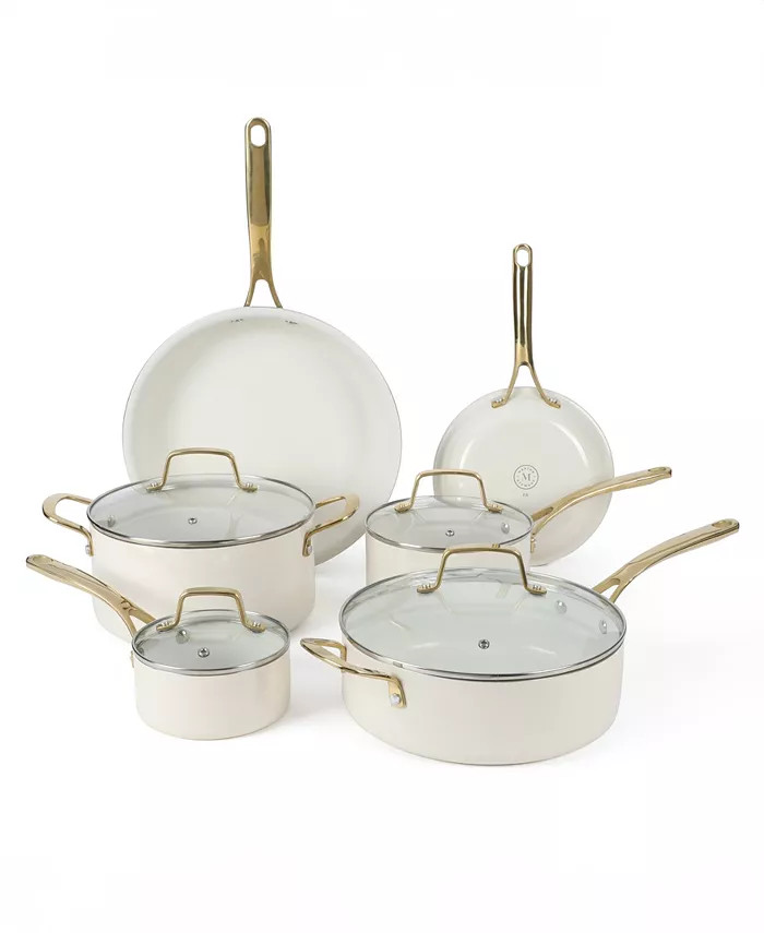Martha Stewart Collection Lockton Ceramic Interior 10 Piece Cookware Set - Macy's | Macy's