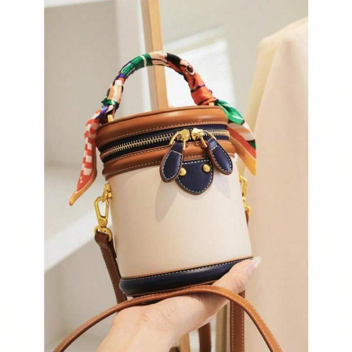 Fashion Colorblock Bag, Handbag Sling Bag, Casual Pu Leather Zipper Crossbody Bag For Women, Retro Handbag, Casual Versatile High-Quality Daily Commuting Bag, Unique Bags, Girl Fashionable Shopping Bag, Bags For Women, Mother's Day Gift | SHEIN