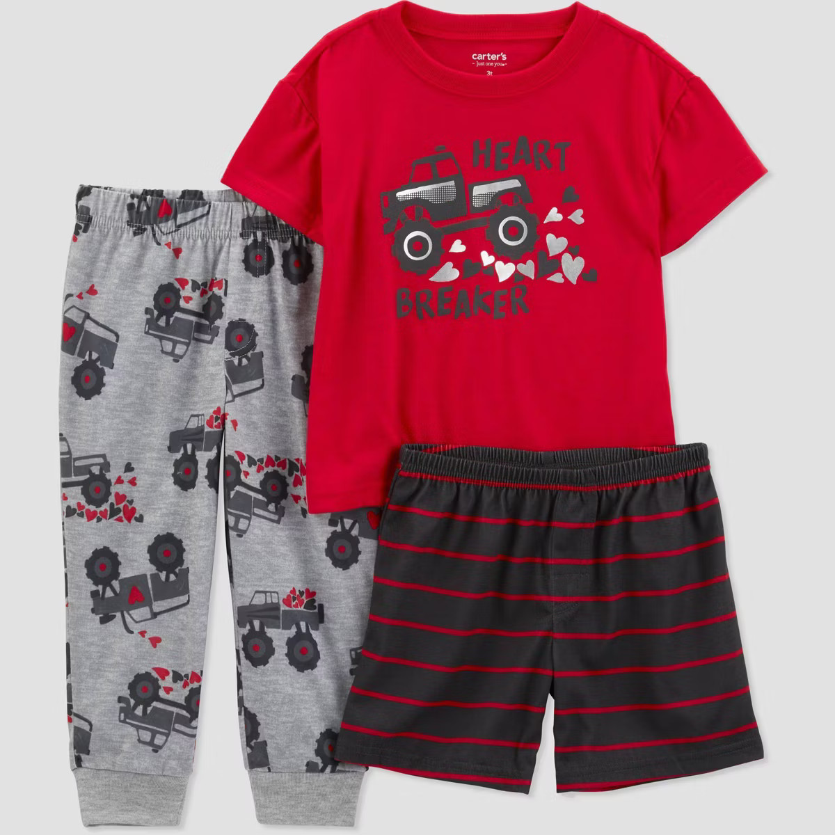 Carter's Just One You®️ Toddler Boys' 3pc Heart Breaker Pajama Set - Red | Target