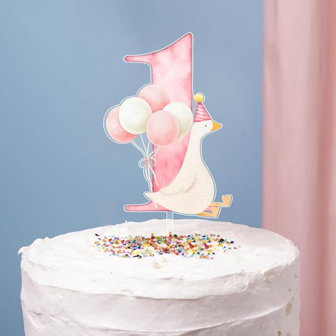 One Silly Goose Cake Topper - Double-Sided One Goose Number 1 Birthday Party Decorations For Girl... | Amazon (US)