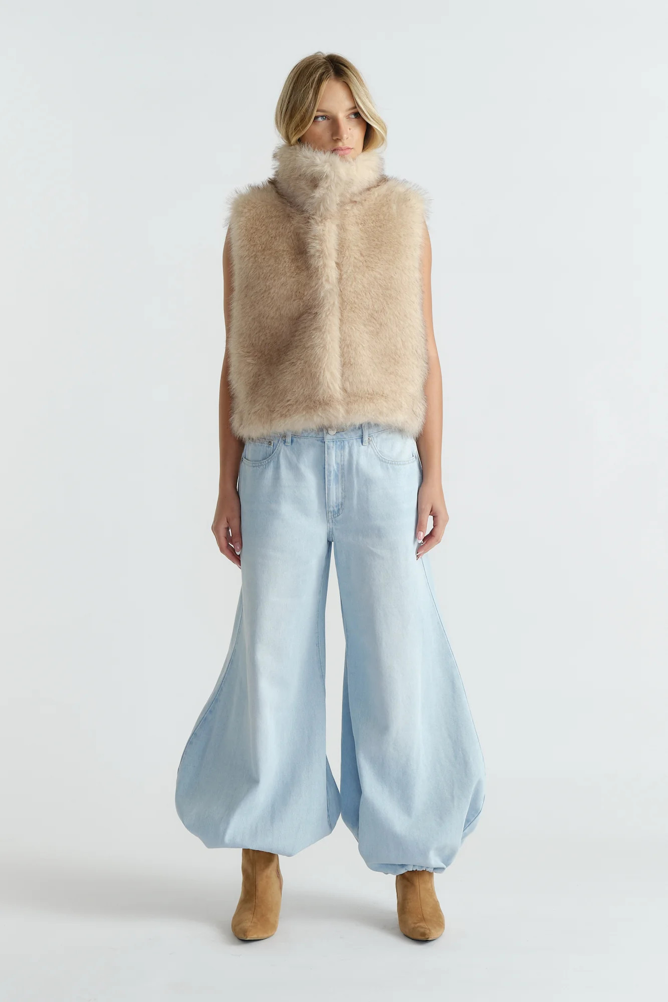 Suki Faux Fur Gilet - Neutral | DECJUBA