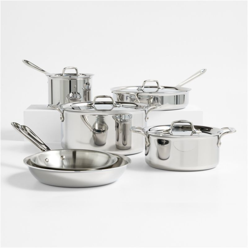 All-Clad D3 Stainless Steel 10-Piece Cookware Set + Reviews | Crate & Barrel | Crate & Barrel