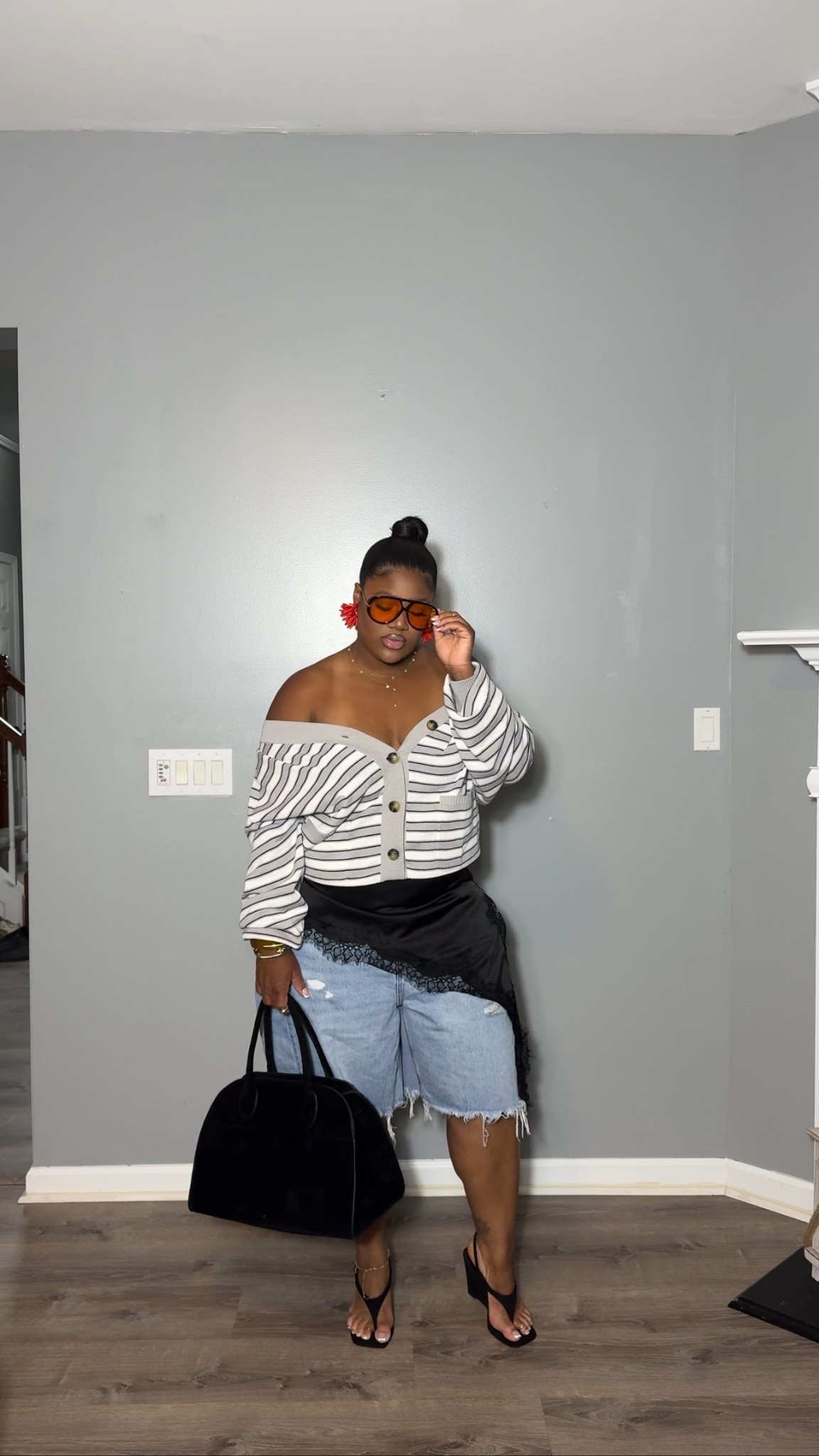 The perfect effortless spring look omg I’m obsessed. Wearing size XL CARDIGAN and size 16 jorts for a relaxed fit🖤

#LTKgrwm #LTKootd