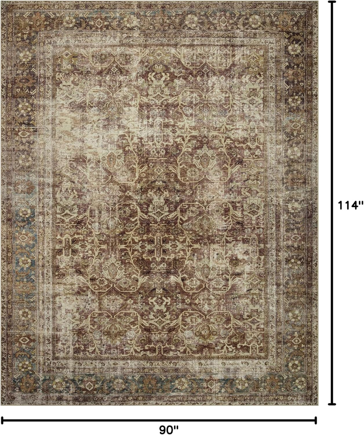 Loloi Magnolia Home by Joanna Gaines Sinclair Collection SIN-01 Rust/Lagoon 7'-6" x 9'-6", .25" P... | Amazon (US)