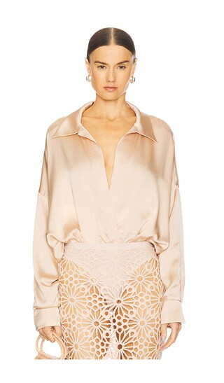 Oversized Boyfriend Shirt Bodysuit in Baby | Revolve Clothing (Global)