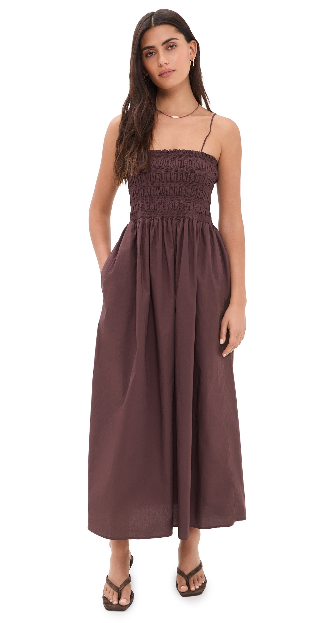 Z Supply Cornelia Poplin Midi Dress Chocolate Cherry XS | Shopbop
