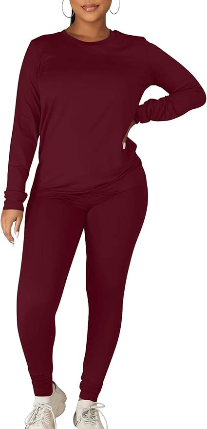 Kaximil Women's Workout Tracksuit 2 Piece Outfits Long Sleeve Top Legging Jogger Pants Set | Amazon (US)