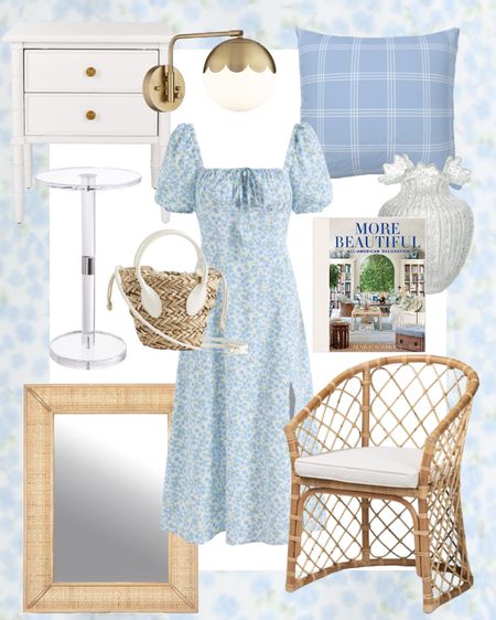 Bright and blue home and fashion🤍 the sleeves are so pretty!

H&M, fashion, fashion finds, dress, summer dress, puff sleeve dress, coffee table book, decorative accessories, rattan mirror, accent chair, nightstand, side table, accent pillow, lighting, bedroom, living room 

#LTKfit #LTKFind #LTKstyletip