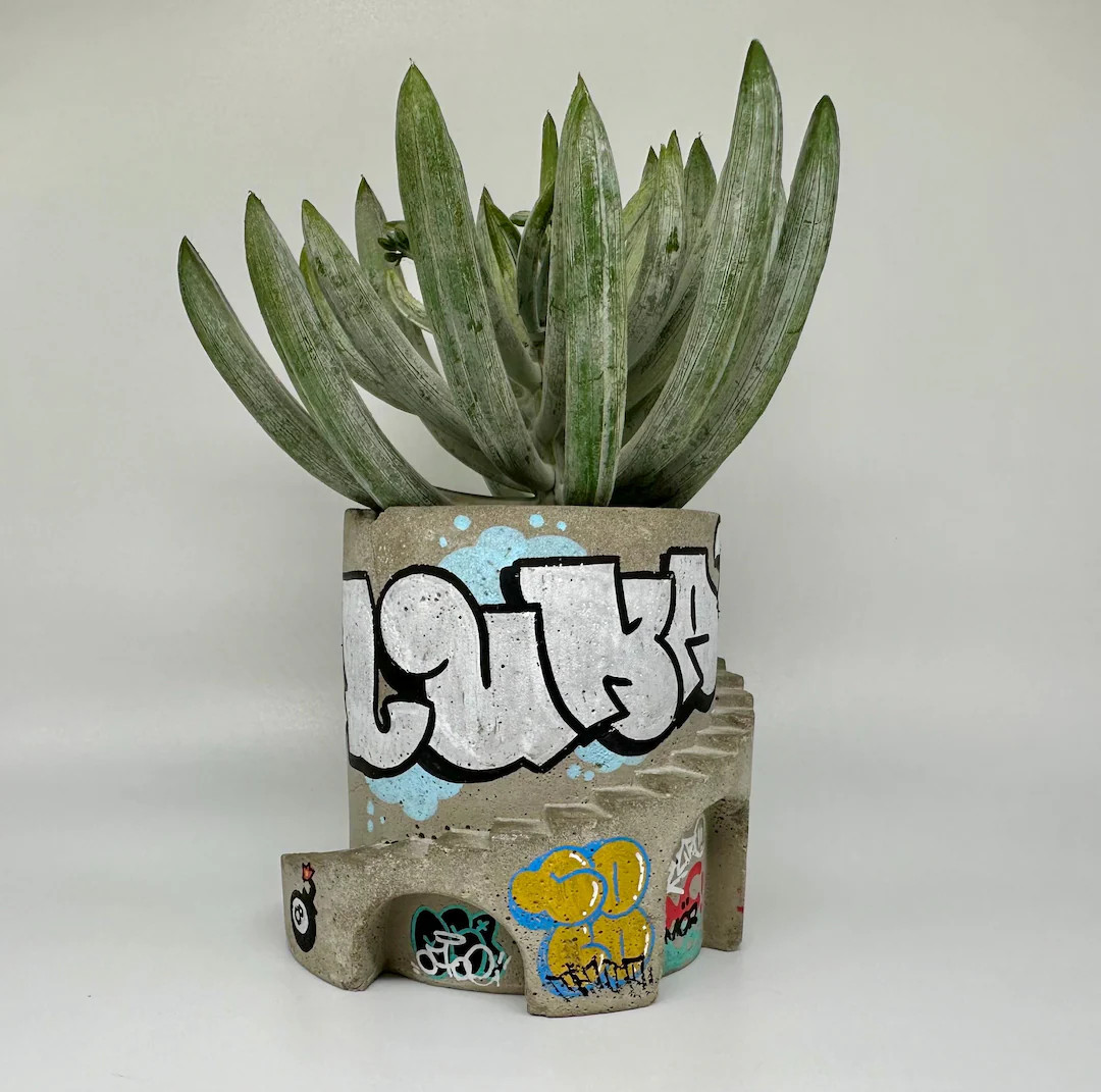 Planter / Plant Pot / Graffiti / Handmade Gift / Unique Gift / Personalized / Gift for Her / Gift... | Etsy (US)
