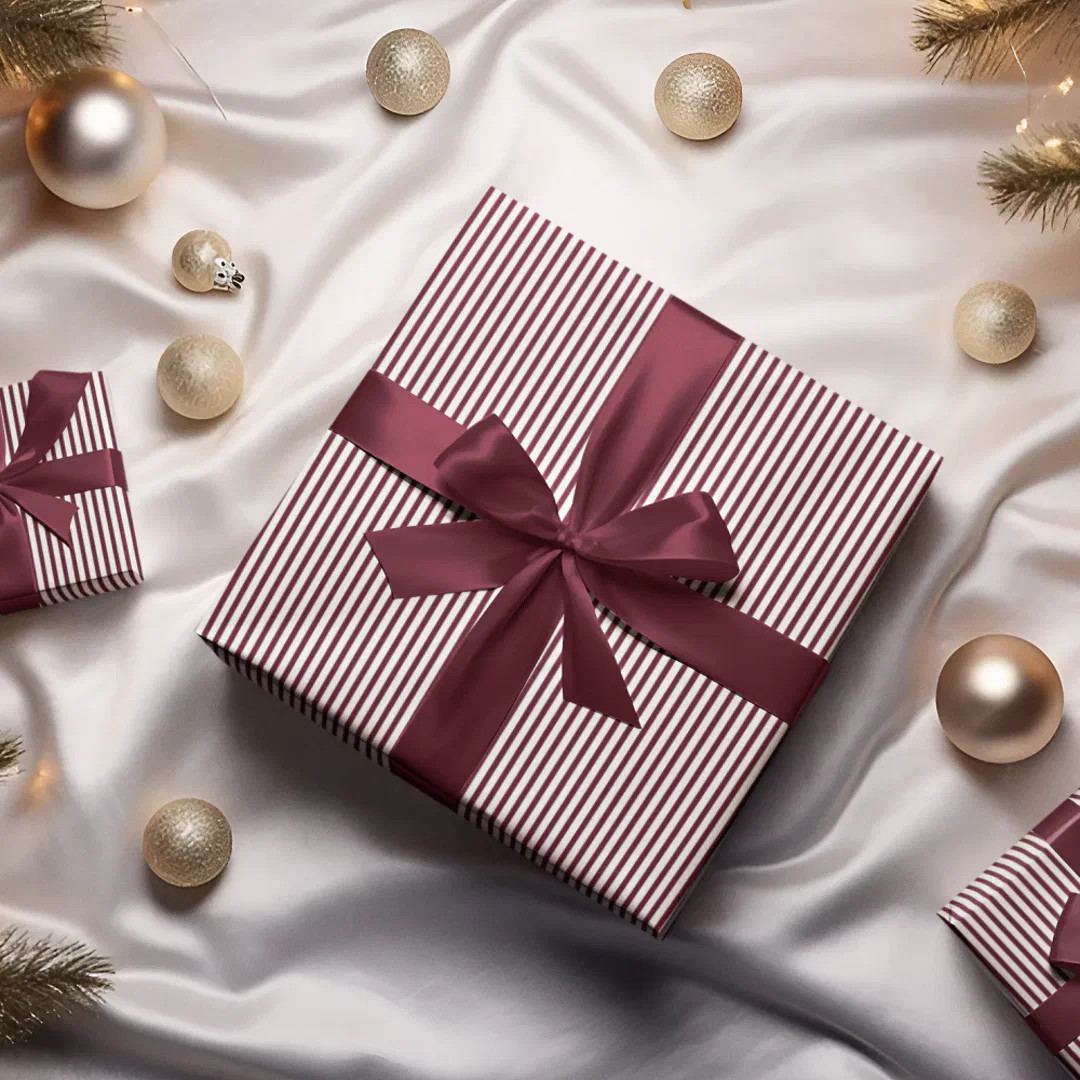 Elegant Burgundy Thin Striped Wrapping Paper | Zazzle | Zazzle