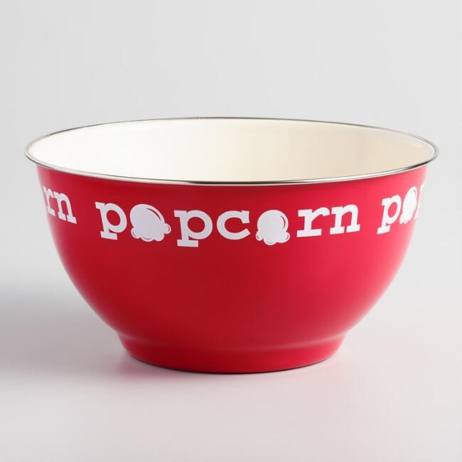 Red Enamel Popcorn Serving Bowl | World Market