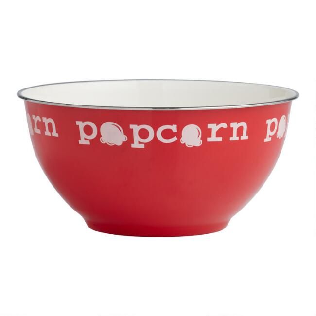Red Enamel Popcorn Serving Bowl | World Market