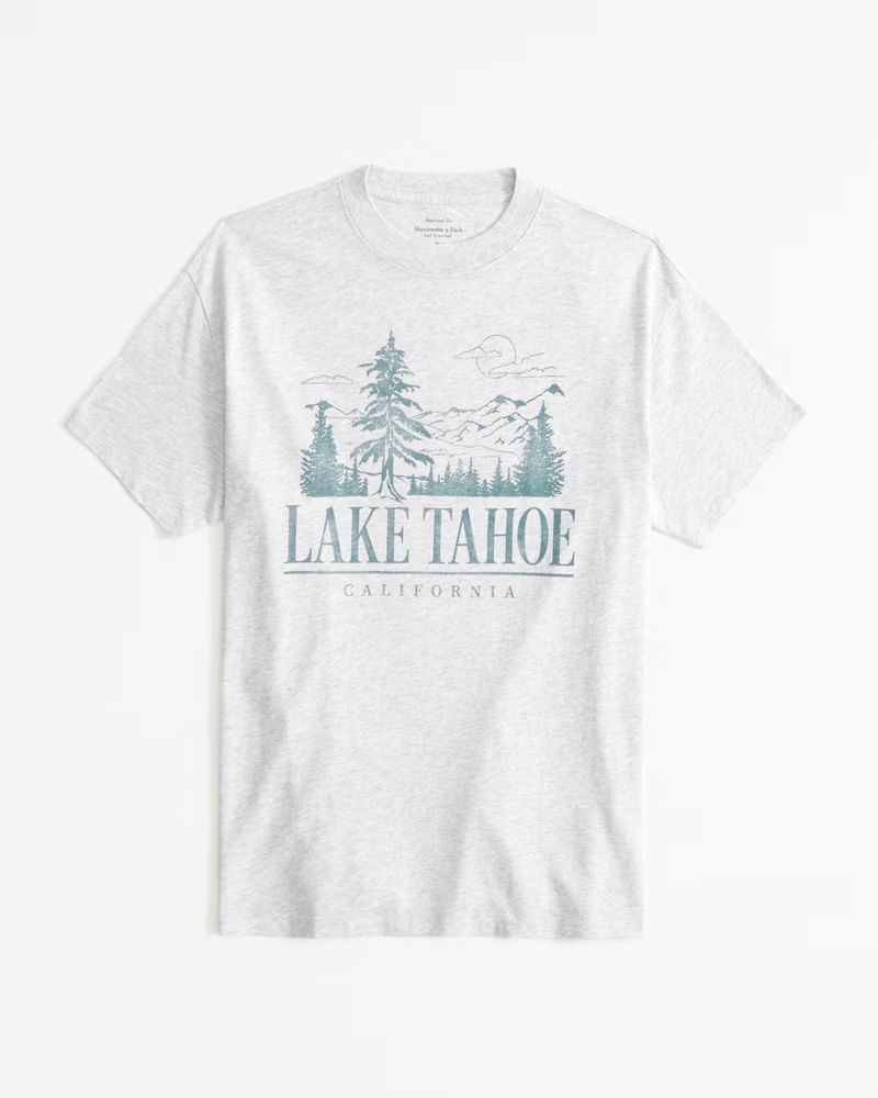 Women's Oversized Boyfriend Lake Tahoe Graphic Tee | Women's Tops | Abercrombie.com | Abercrombie & Fitch (US)