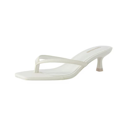 CUSHIONAIRE Women's Miami Kitten heel thong sandals +Memory Foam - CREAM 8 | Target