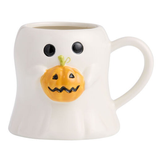 White Ghost with Pumpkin Figural Ceramic Mug by World Market | World Market
