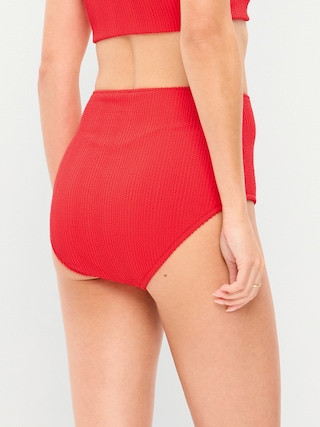 High-Waisted Ribbed Bikini Swim Bottoms | Old Navy (US)