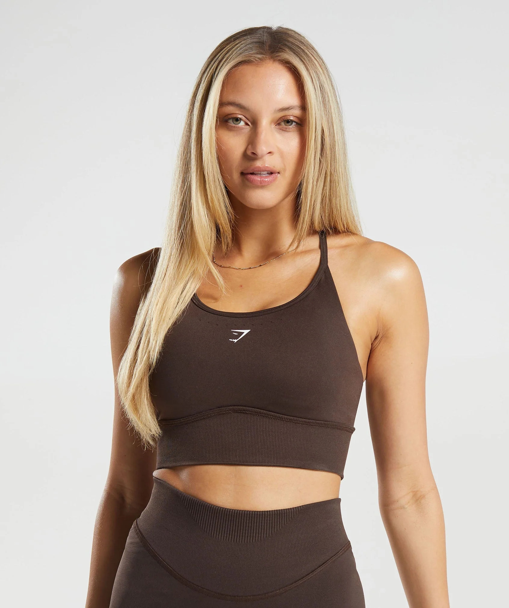 Sweat Seamless Longline Sports Bra Shadow Brown | Gymshark US