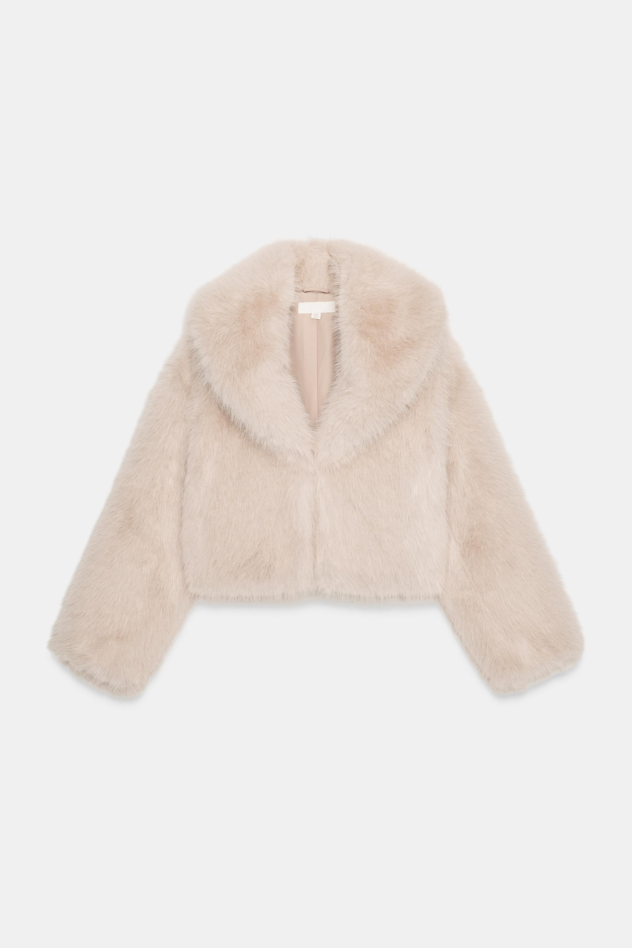 FAUX FUR COLLARED JACKET | Zara UK