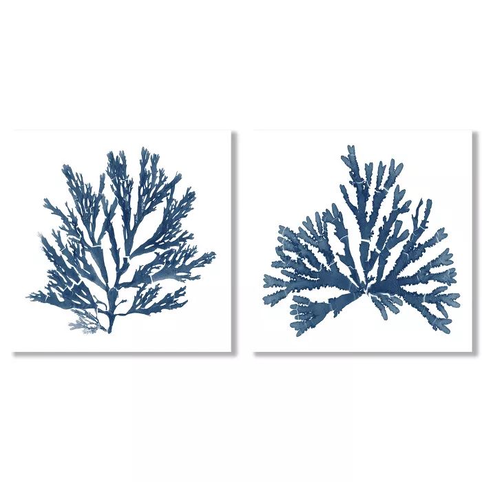 (Set of 2) Canvas Wall Art Set Pacific Sea Mosses Blue On White by Wild Apple Portfolio - America... | Target